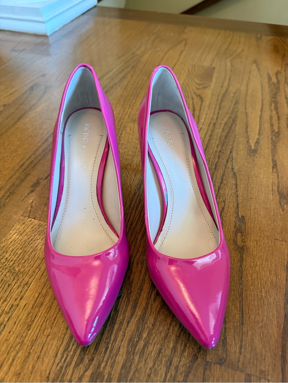 BCBGeneration Hot Pink Patent Pointed Toe Pumps Size 8